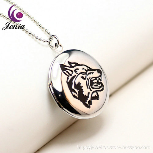Jenia Wholesale Fashion Jewelry Newest Carve Woif Men Locket Pendant
